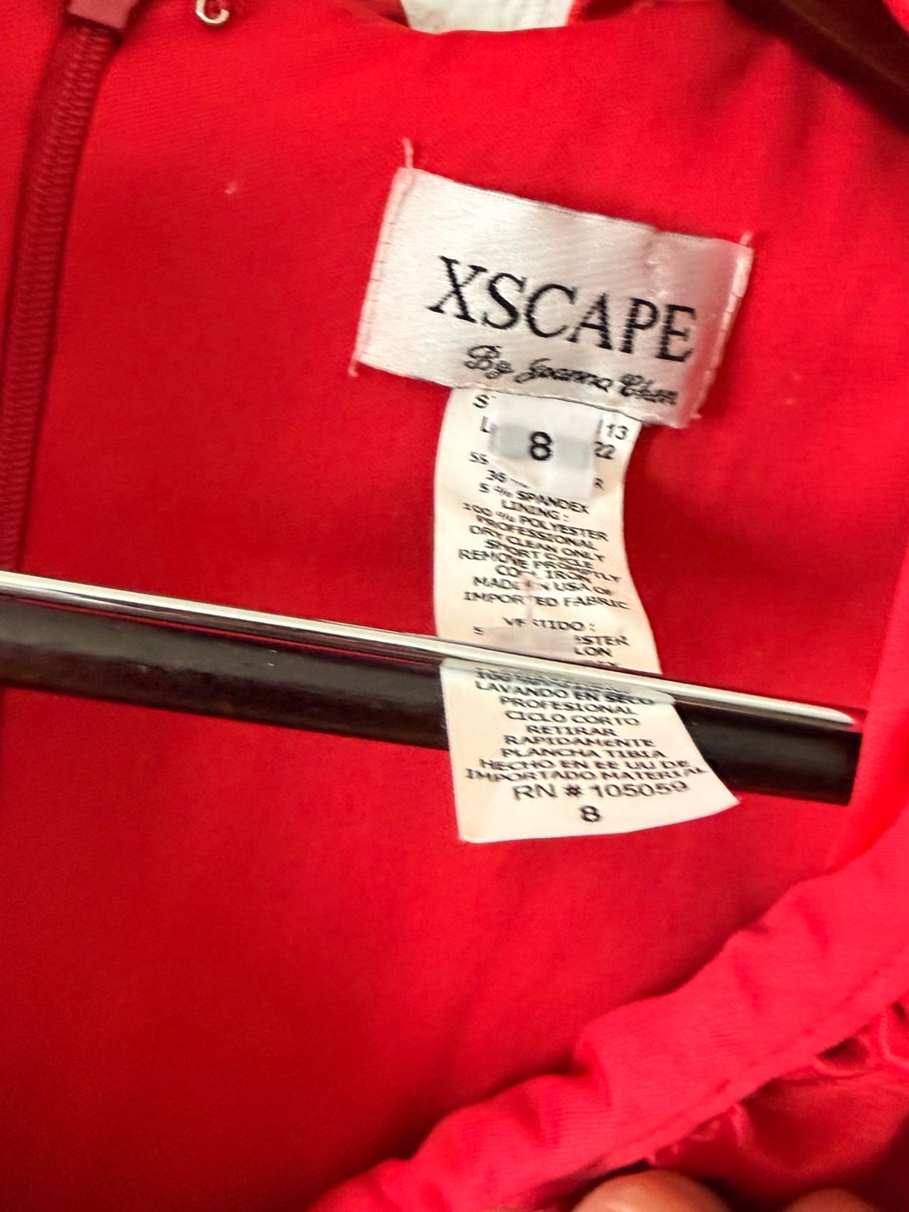 Xscape Red Ruffle V-Neck Ruched Midi Dress - Picture 7 of 14